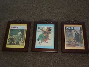 THE SATURDAY EVENING POST 1939, 1947, 1956 IN 3 FETCO MAHOGANY PICTURES FRAMES - Picture 1 of 8