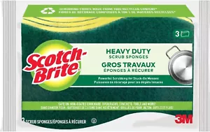 Scotch-Brite MMMHD3 Heavy Duty Scrub Sponge, Yellow & Green, 3 Per Pack - Picture 1 of 9