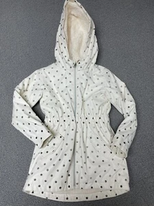 C&C California Girls 5 white Polka Dot Plush Lined Raincoat Jacket with Hood - Picture 1 of 8