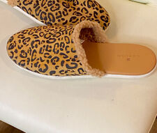 Women’s Caslon “Alise” Leopard Print Leather Sherpa Slides/Slipper Shoes.Mule.8