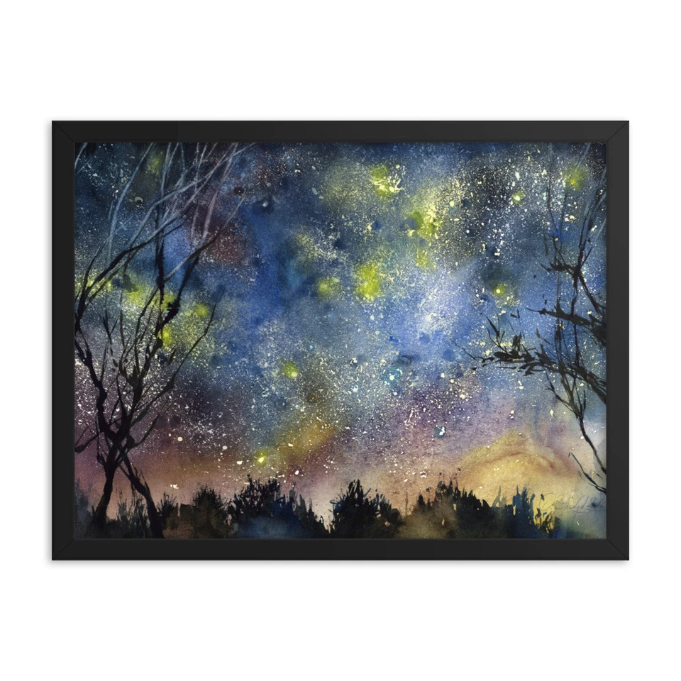 Celestial Night Sky Framed Print | Cosmic Wall Art Decor | Elegant Home Accent - Image 1 of 1