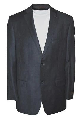 Костюм шерстяной кашемировый мужской Tasso Elba на двух пуговицах в полоску куртка серый 44L - Изображение 1 из 3