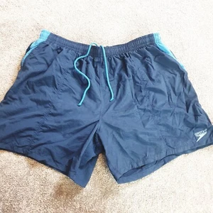 Vintage Speedo Shorts Mens Size 22 (40") Dark Blue Zipped Back & 2 Front Pockets - Picture 1 of 8