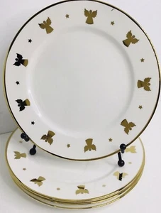 4 Salad / Dessert Plates Grace's Teaware Gold Angels and Gold Ring 8" New - Picture 1 of 4