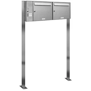 2er Premium Edelstahl Standbriefkasten Anlage Klingel Links Postkasten Ständer - Bild 1 von 4
