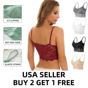 Womens Padded Lace Bra Tank Sexy Lingerie Deep V Underwire Push Up Bralette - Picture 1 of 13
