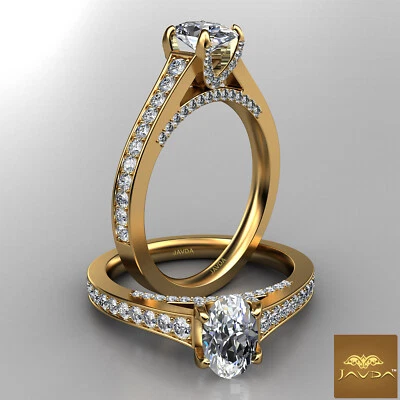 Anillo de compromiso pavé catedral acento puente ovalado diamante GIA F VVS2 1,46 quilates Foto 1 de 4