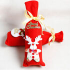 2PCS Merry ChristmasReindeer Red Wine Cover Non-woven Gold Ribbon Neck Fastener