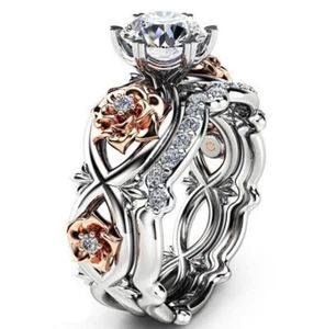 Anillo de cóctel floral R020 para mujer de moda joyería oro blanco de 18 quilates regalo - Imagen 1 de 2