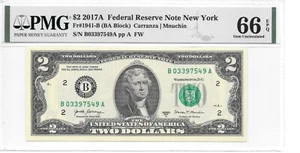 2017A $2 FRN New York (BA Block) PMG 66 EPQ Gem Uncirculated - Picture 1 of 24