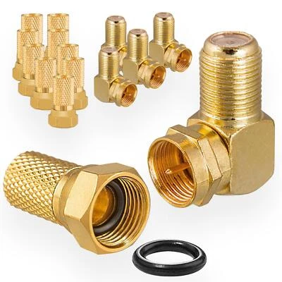 HB-DIGITAL SET 10x F-Stecker 90° 5x F-Winkel-Adapter SAT männlich Ecke weiblich