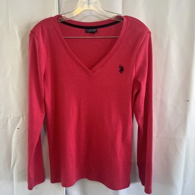 Polo Ralph Lauren U.S. Assn. Suéter Logo Rosa Manga Larga Pullover Damas Talla M Foto 1 de 4