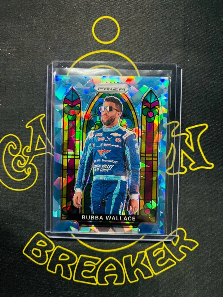 2020 PRIZM NASCAR - BUBBA WALLACE - STAINED GLASS - BLUE CRACKED ICE - /25 - SSP - Image 1 of 2