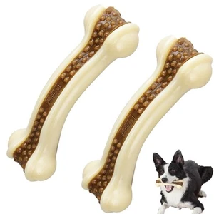 Dog Bones Chew Toys for Aggressive Chewers, 2 Pack Real Beef Flavor,Indestruc... - Picture 1 of 6