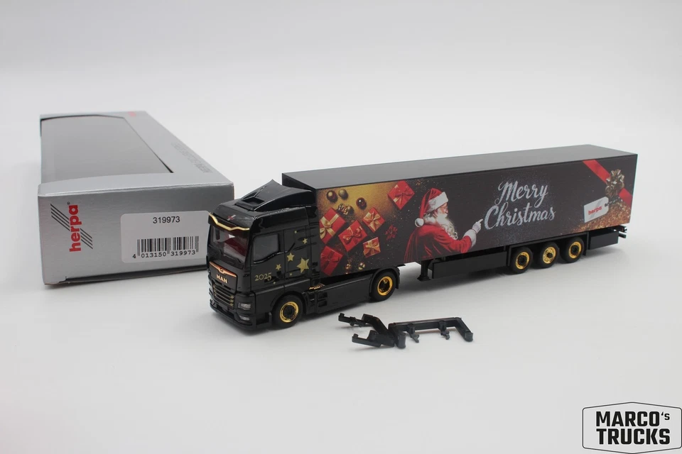Herpa MAN eTGX GM Box semitrailer "Herpa Weihnachtsmodell 2025" No. 319973 1/87  - Image 1 of 1