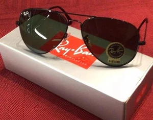 Ray Ban Aviator RB3025 Sunglasses,Black Frame,Green Lenses,Unisex. - Picture 1 of 24