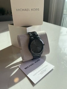 Michael Kors MK8507 Slim Runway Black Stainless Watch 44mm - Picture 1 of 6