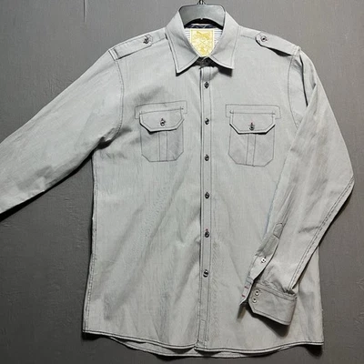 Sovereign Code Button-up Shirt Sz. XL white with blue stripes - Image 1 of 4