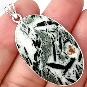 Natural Hornblende 925 Sterling Silver Pendant Jewelry P-1001 - Picture 1 of 5