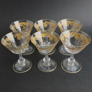 Massenet by St Louis 19c Gilt Etched Glass 4" Set of 6 Cocktail Liquor Glasses - Picture 1 of 6