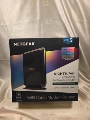 NETGEAR Nighthawk AC1900 WiFi Cable Modem Router C7000-100NAS Black - Image 1 of 4