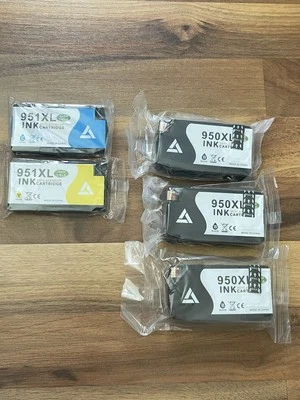 NEU Set von 5 ~ 3x 950XL schwarz ~ 1 blau 951XL ~ 1 gelb 951XL ~ generische Tinte für HP - Bild 1 von 4