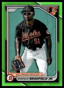 2024 Bowman Prospects Green Enrique Bradfield Jr. 087/399 Baltimore Orioles - Picture 1 of 2