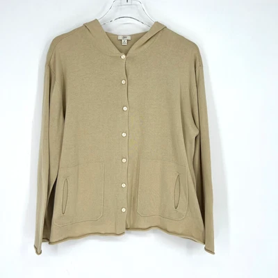 Cárdigan De Colección J Jill Mujer L Crema Clásico Básico Con Capucha Cápsula Minimalista Foto 1 de 4