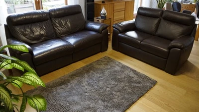 Vollleder Couch mit Relax Funktion Dunkelbraun 3er&2er - Bild 1 von 4