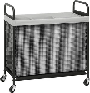 STORAGE MANIAC Rolling Laundry Hamper with Wheels 3-Section 3-Section, Grey - Picture 1 of 8