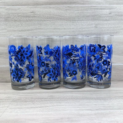 4 vasos florales Royal Norfolk azul cobalto 16,3 OZ vasos de vidrio nuevos con etiquetas Foto 1 de 4
