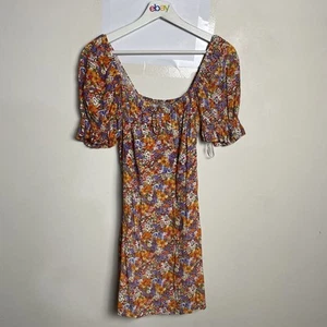 Faithfull The Brand Floral Rayon Dress Women’s AUS 10 Puff Sleeve Smocked Bust - Picture 1 of 14
