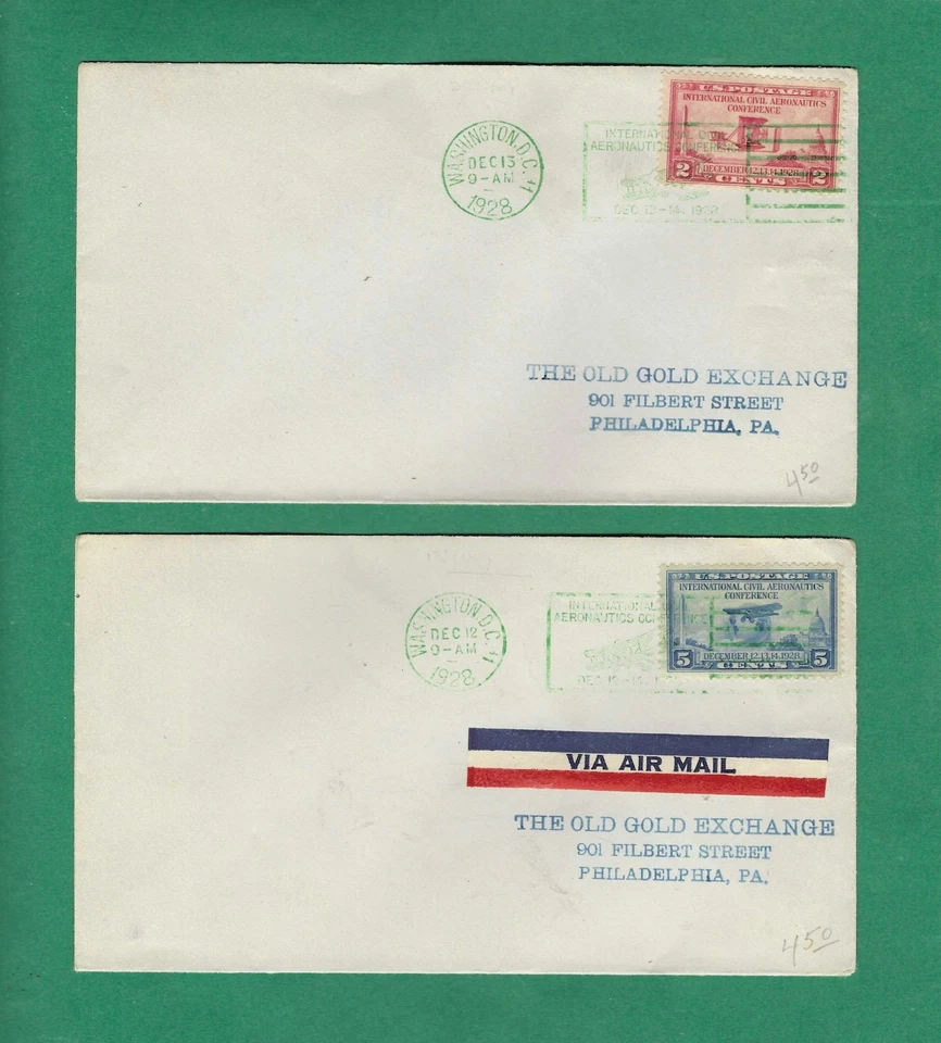 US 649 - 650 Dec 12, 1928 First Day Covers, FDC, VF, Catalog Value 17.00 - Image 1 of 1