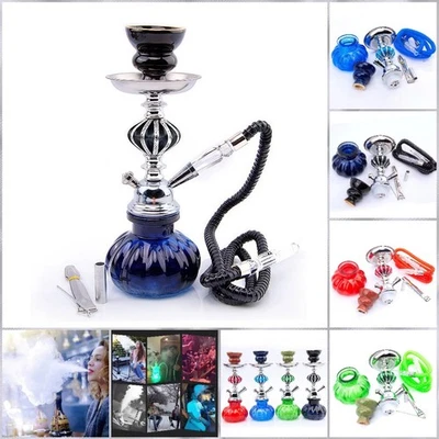 28cm Glass Shisha Hookah Elegant Water Pipe Single Hose Handmade Set Party Bar - image 1 of 4