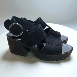 Sandalias de plataforma gruesas de gamuza negras divididas H&M talla 41 EE. UU. 10 anillos hebilla Y2K - Imagen 1 de 7