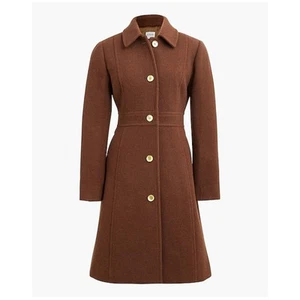 J. Crew Wool-Blend Lined Lady Day Coat Long Sleeve Brown Size 8 NWT - Picture 1 of 12