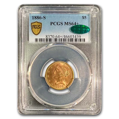 1886-S $5 Liberty Gold Half Eagle MS-64+ PCGS CAC - SKU#280097 Cover