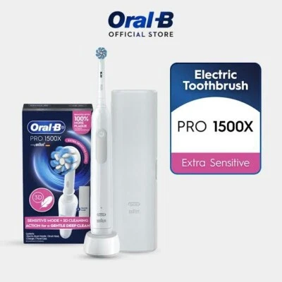 Oral-B Pro 1500X Electric Toothbrush White with Travel Case and Charger - image 1 of 4