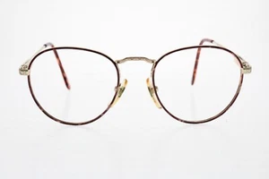 Vtg Veneto 2 Claret/Gold Metal Round eyeglasses Italy Tooled 49/19-140 mm - Picture 1 of 8