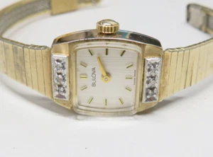 Ladies Bulova Diamond bezel SWISS 6602 vintage wrist watch 17j mechanical N8 - Picture 1 of 7