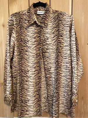 Liz Baker Bronceado y Negro Estampado Animal Manga Larga L Nuevo Sin Etiquetas Foto 1 de 2