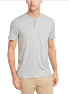 Club Room 3-Button Henley Short Sleeve Men's T-Shirt XXL Soft Grey - Picture 1 of 4