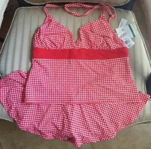 Set bikini gonna canotta nuoto sexy IZOD look gingham taglia 12 - Foto 1 di 12