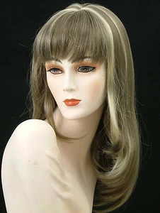 Lange Perücken Haut Top mit Pony Lagenlook Hell Aschbraun/Champagnerblond F2 - Bild 1 von 4