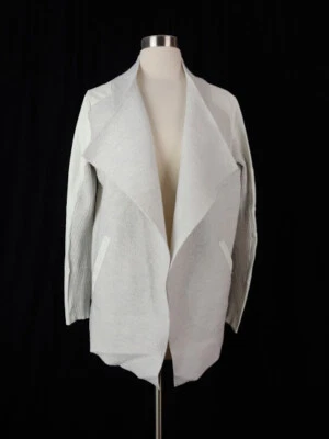 Ted Baker Nuevo M Gris Lana Hervida Envoltura Suéter Chaqueta Cuero $375 *etiqueta de corte* Foto 1 de 4