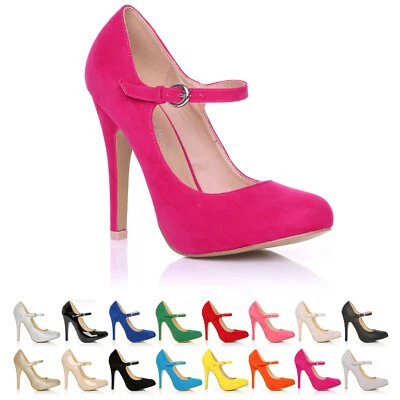 CORE COLLECTION Mary Jane Damen Damen High Heel Schnalle Knöchelriemen Party Abend Court Schuhe