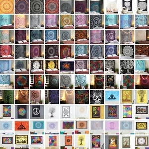 Hippie Bohemian Psychedelic Peacock Mandala Wall Hanging Bedding Indian Tapestry - Picture 1 of 33