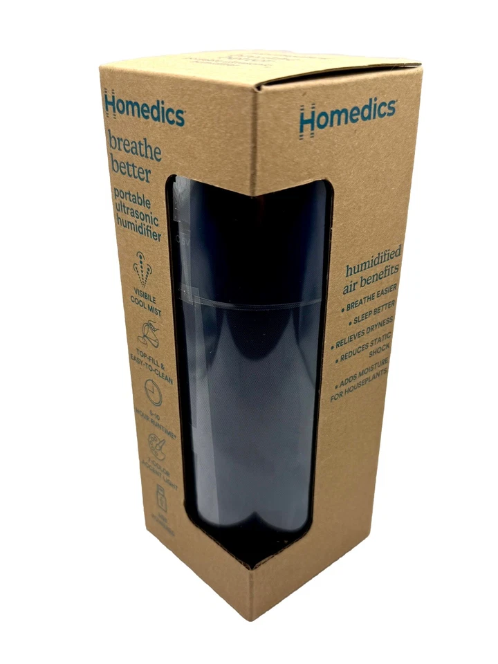 Homedics Breathe Better Portable Ultrasonic Humidifier air Navy USB charge mist