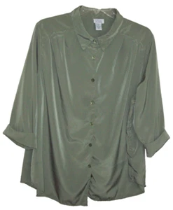Camicetta Only Necessities VERDE taglie forti 2X collo abbottonato manica 3/4 POLSINI - Foto 1 di 5