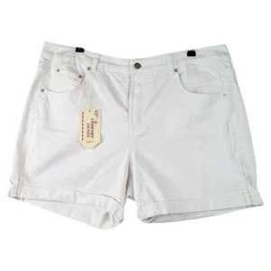 Comfort Denim Women's White Stretch Cuffed Hem Five Pocket Jean Shorts Sz 22 NWT - Picture 1 of 8
